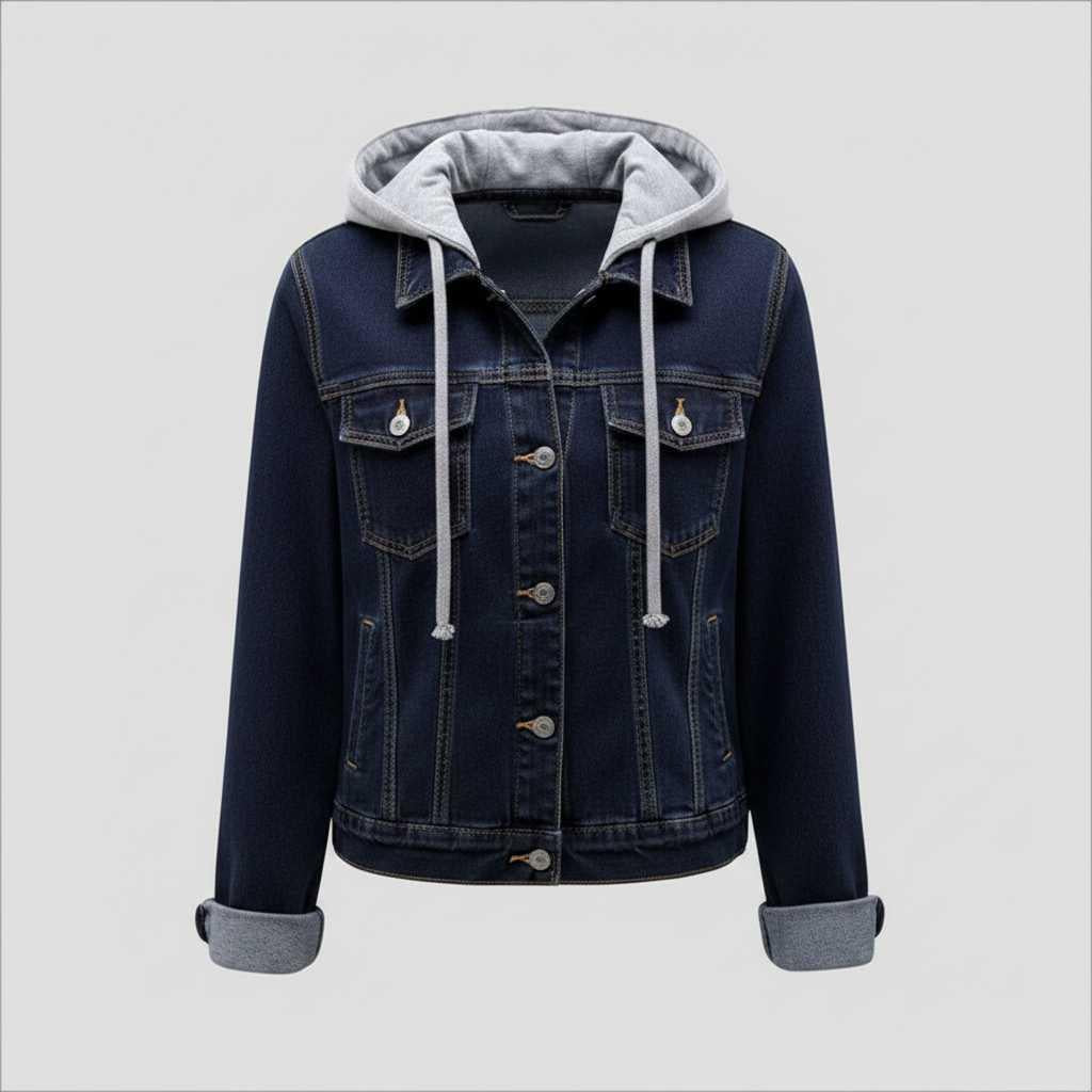 Giubbotto Denim Donna con Cappuccio Removibile | Giacca Casual