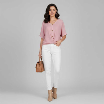 Camicetta Elegante Donna | Top in Cotone con Scollo a V
