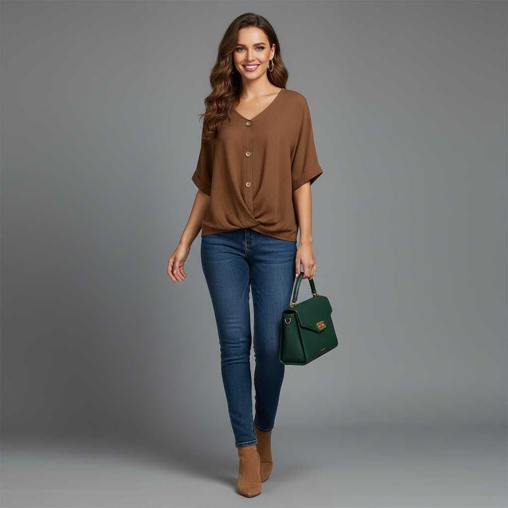 Camicetta Elegante Donna | Top in Cotone con Scollo a V