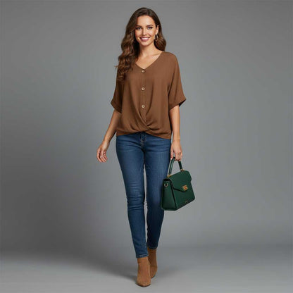 Camicetta Elegante Donna | Top in Cotone con Scollo a V