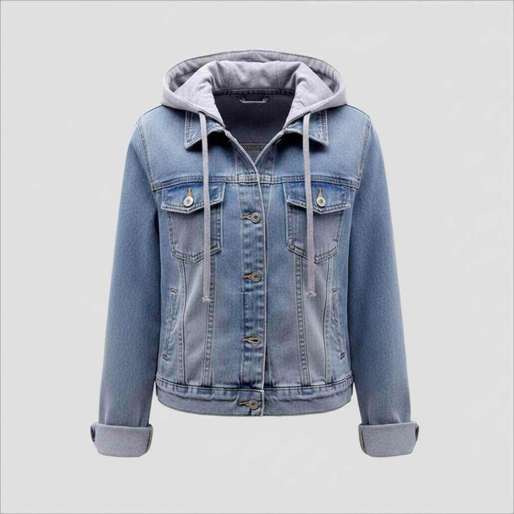 Giubbotto Denim Donna con Cappuccio Removibile | Giacca Casual