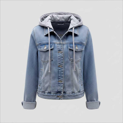 Giubbotto Denim Donna con Cappuccio Removibile | Giacca Casual